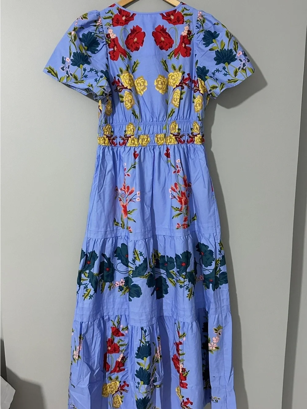 Anthropologie summerset Blue Floral Tiered Midi Dress - Picture 8 of 9
